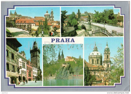 Praha - Prague - Prague castle - St. Nicholas cathedral - Vysehrad - Old Town Hall - Czechoslovakia - Czech - used 1987 - JH Postcards
