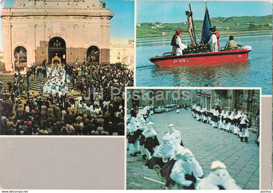 Enna - Feste tradizionali - traditional festival - boat - cathedral - Italy - 1985 - used - JH Postcards