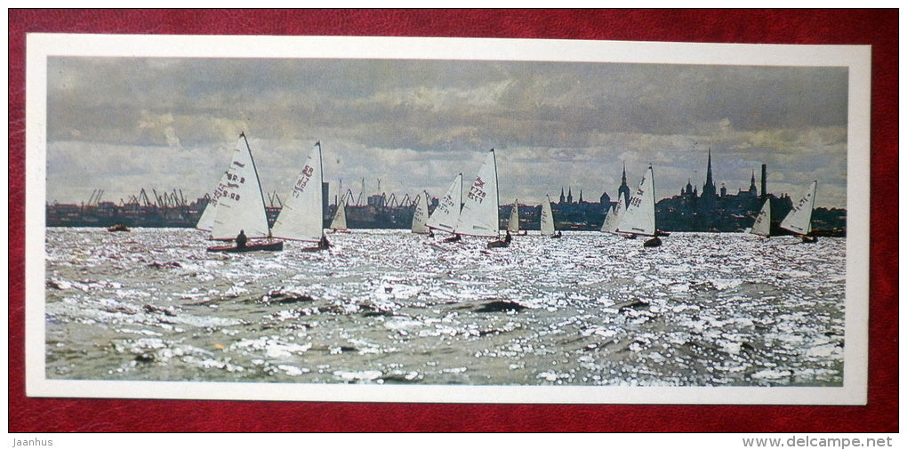 Finn class yacht in action - Tallinn - 1980 - Estonia USSR - unused - JH Postcards