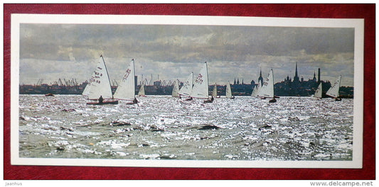 Finn class yacht in action - Tallinn - 1980 - Estonia USSR - unused - JH Postcards