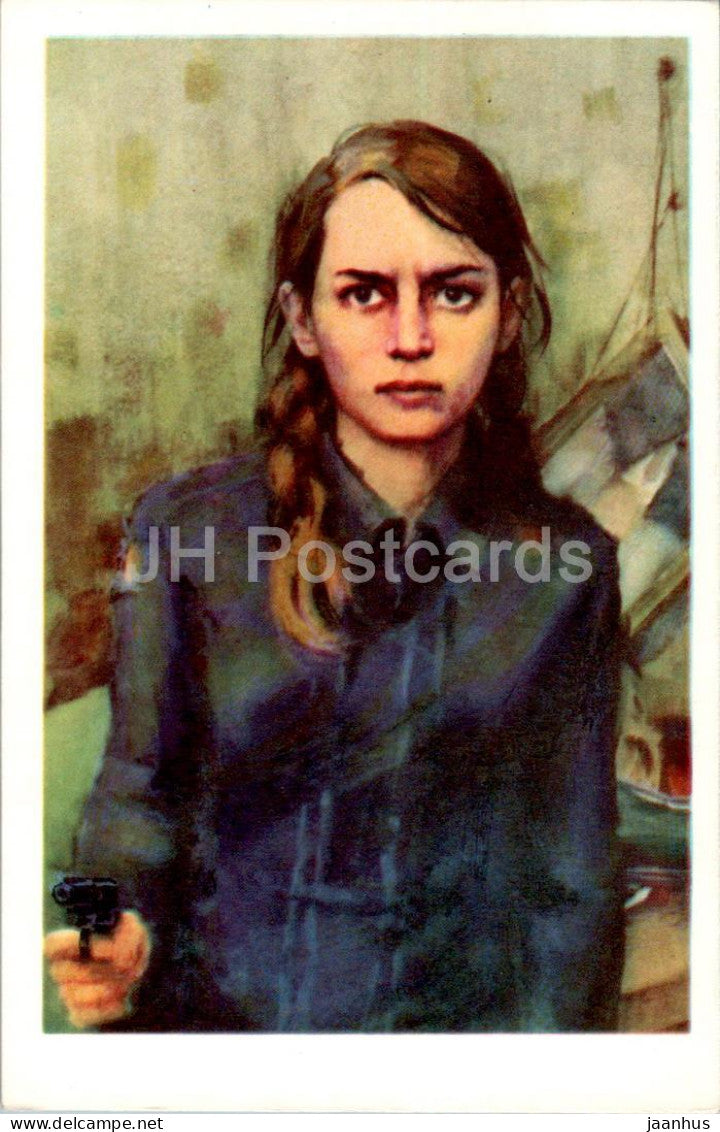 Pioneers Heroes - Zina Portnova - girl - illustration by I. Suschenko - 1971 - Russia USSR - unused - JH Postcards