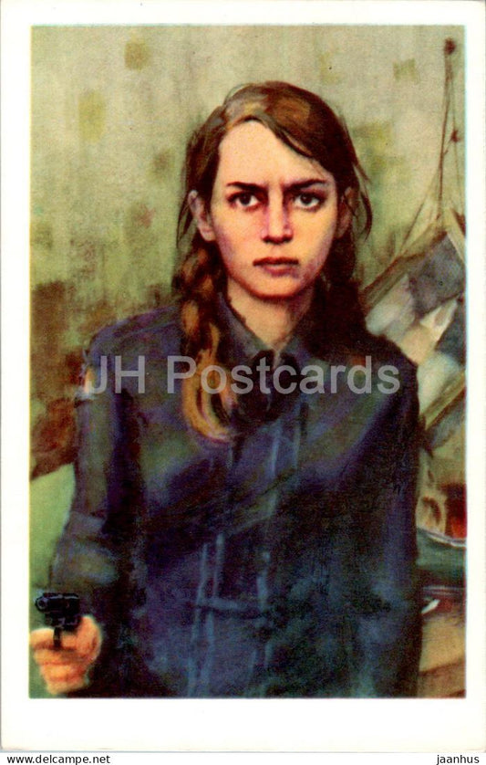 Pioneers Heroes - Zina Portnova - girl - illustration by I. Suschenko - 1971 - Russia USSR - unused - JH Postcards