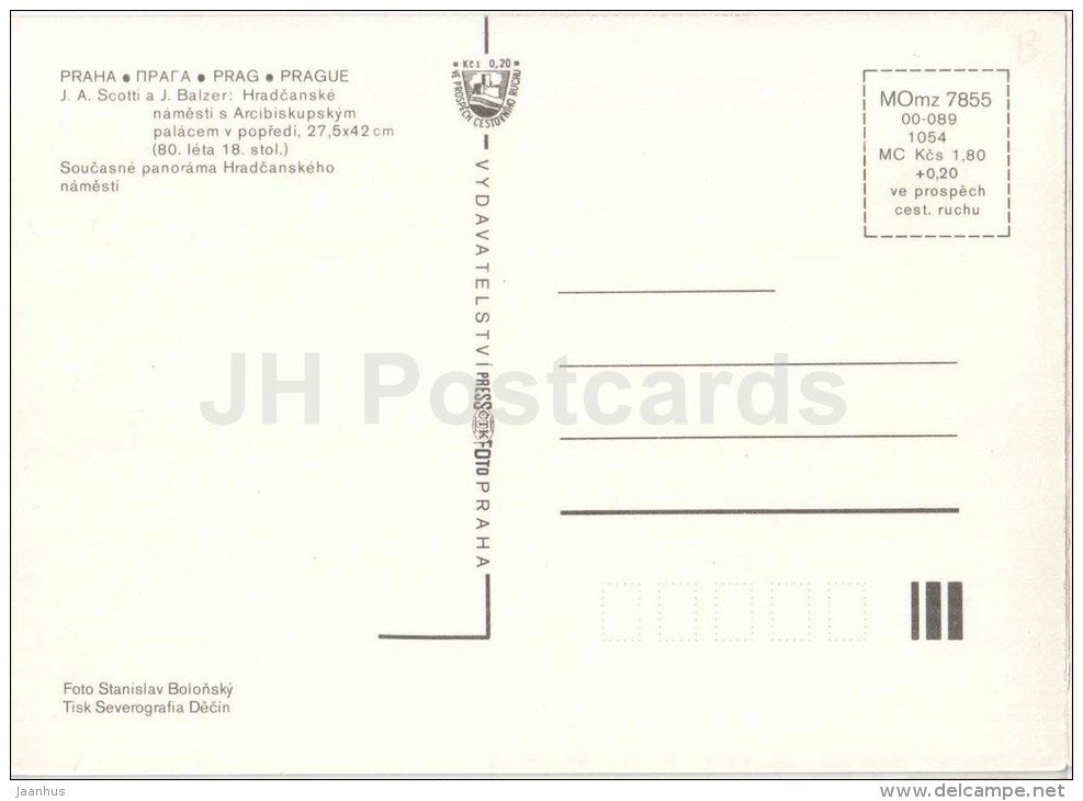 Hradcany Square with the Archbishop's Palace - painting - Praha - Prague - Czechoslovakia - Czech - unused - JH Postcards