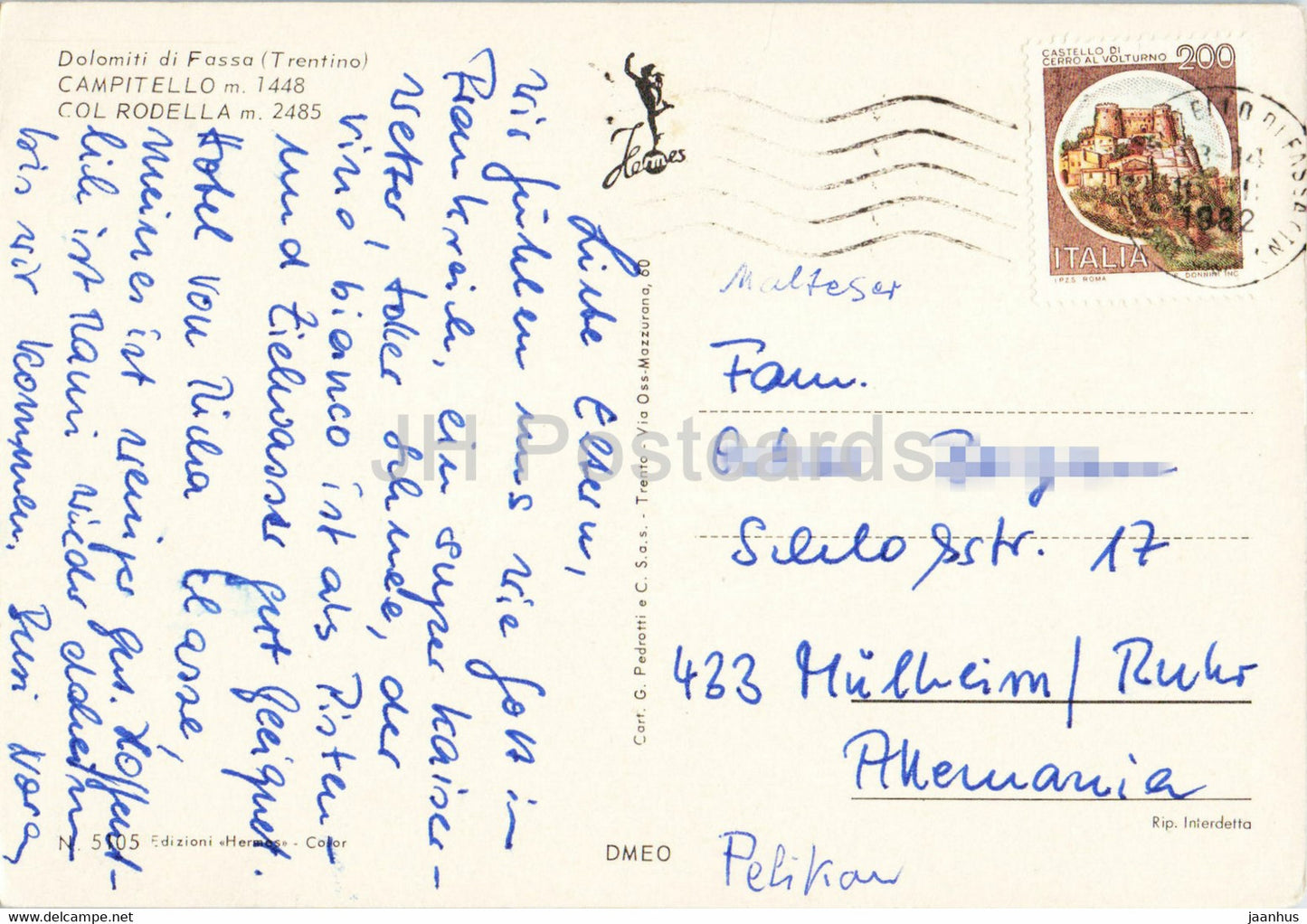 Saluti da Campitello Col Rodella - 1982 - Italy - used