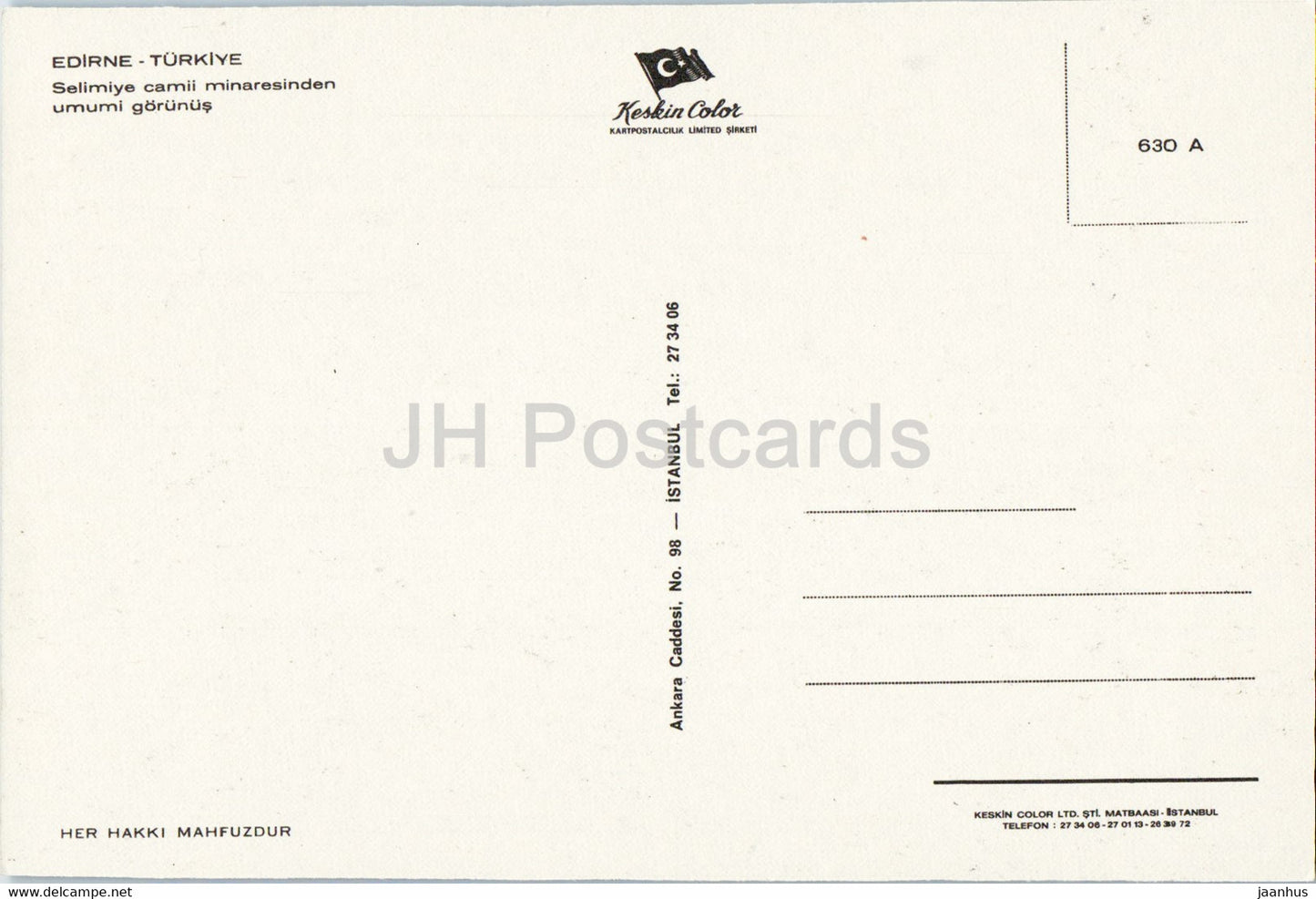 Edirne - Mosquée Selimiye - vue générale - 630 - Keskin - Turquie - inutilisé