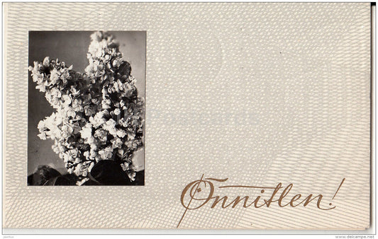 Birthday Greeting Card - Lilac - flowers - Latvia USSR - used - JH Postcards