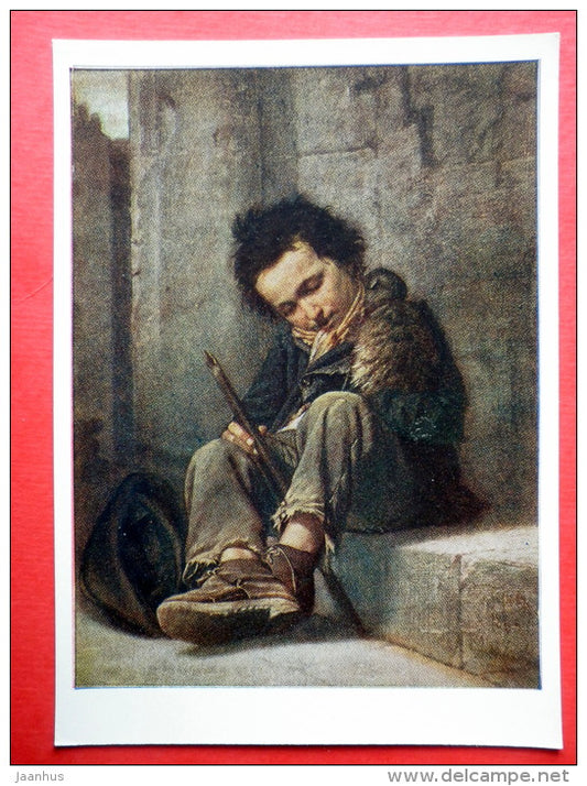 painting by V. Perov - Savoyard , 1863-64 - russian art - unused - JH Postcards