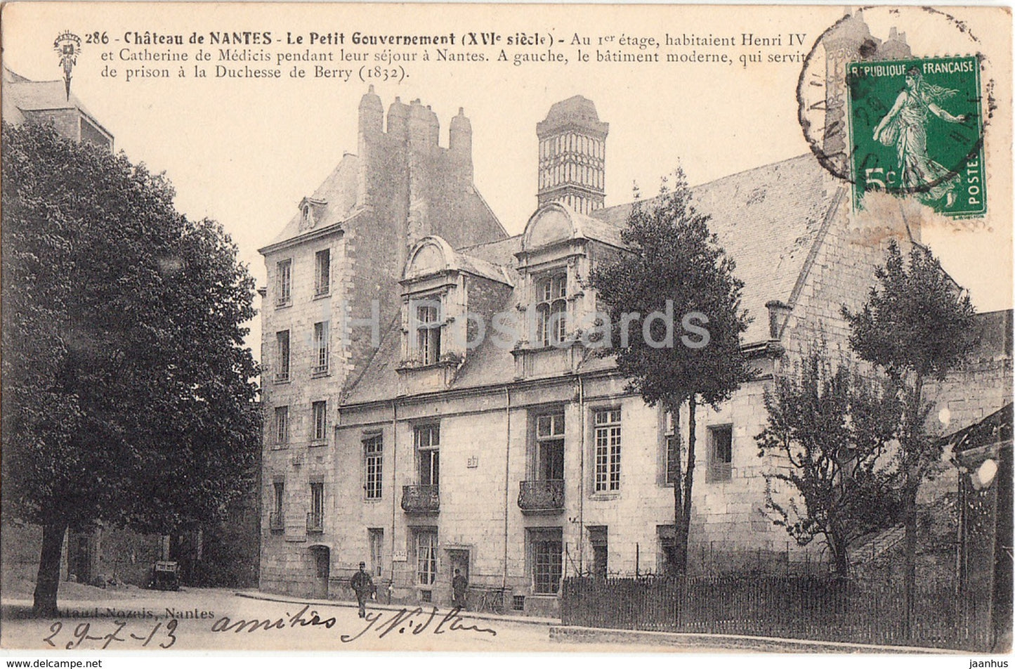 Chateau de Nantes - Le Petit Gouvernement - castle - 11 - old postcard - 1913 - France - used