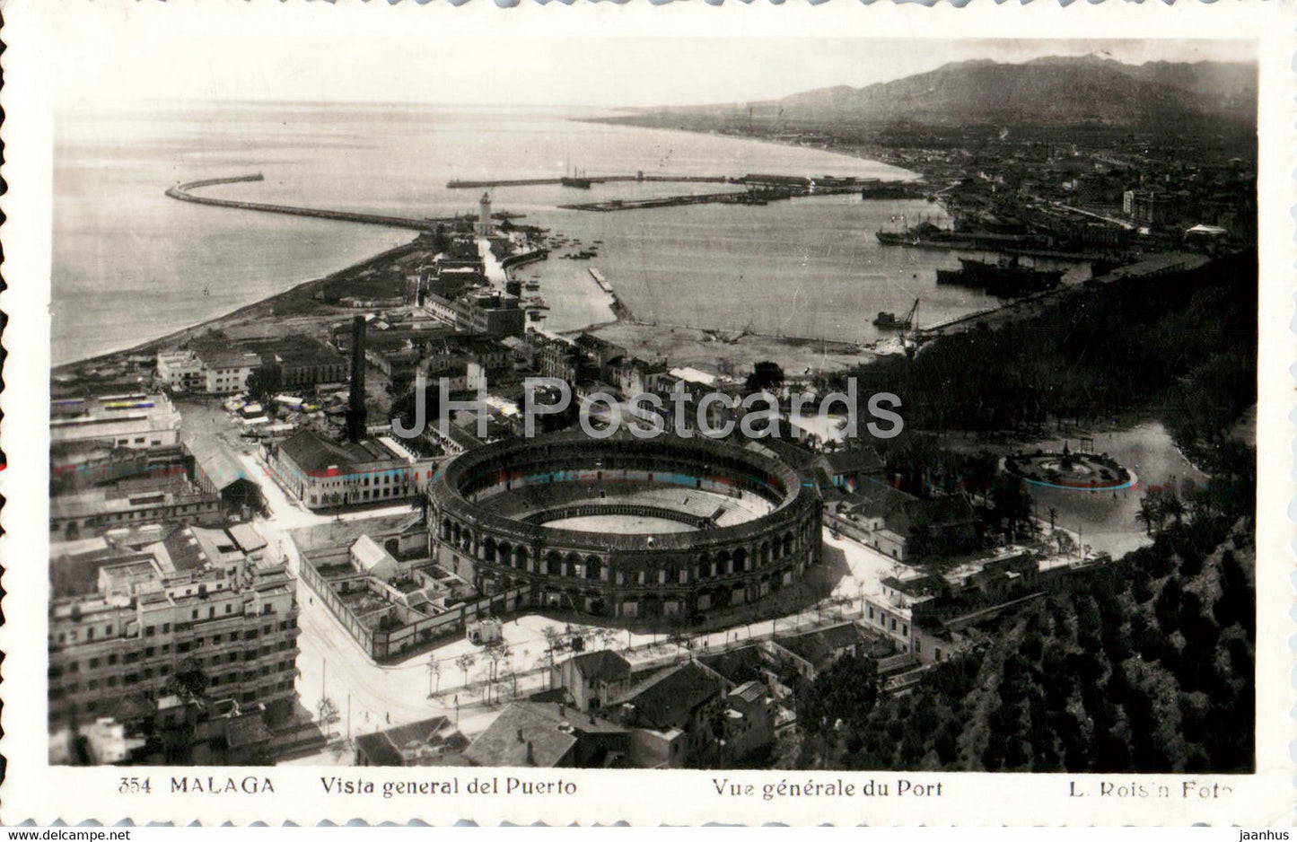 Malaga - Vista general del Puerto - Vue generale du Port - 354 - old postcard - Spain - used - JH Postcards