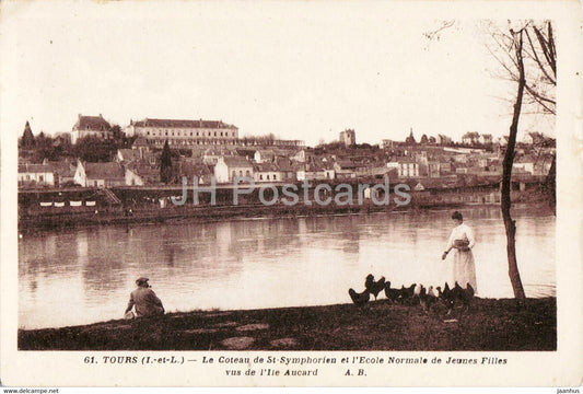 Tours - Le Coteau de St Symphorien et l'Ecole Normale de Jeunes Filles - 61 - old postcard - France - used - JH Postcards
