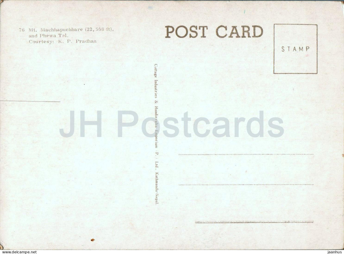 Mt. Machhapuchhare and Phewa Tal - 76 - Nepal - unused