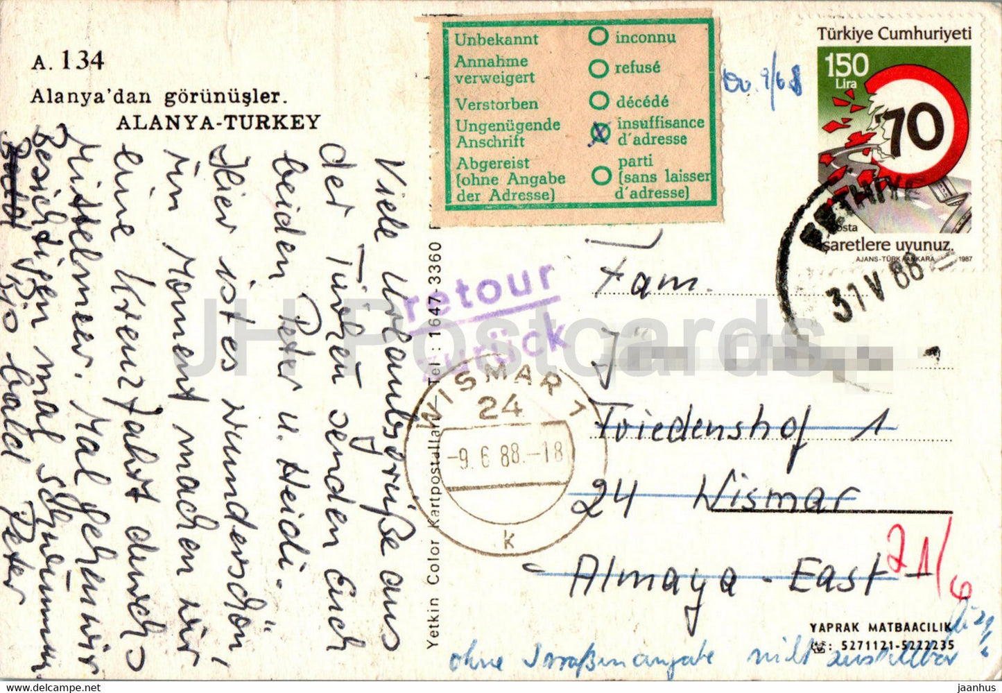 Alanya - Sevgiler - multiview - 134 - 1988 - Turkey - used