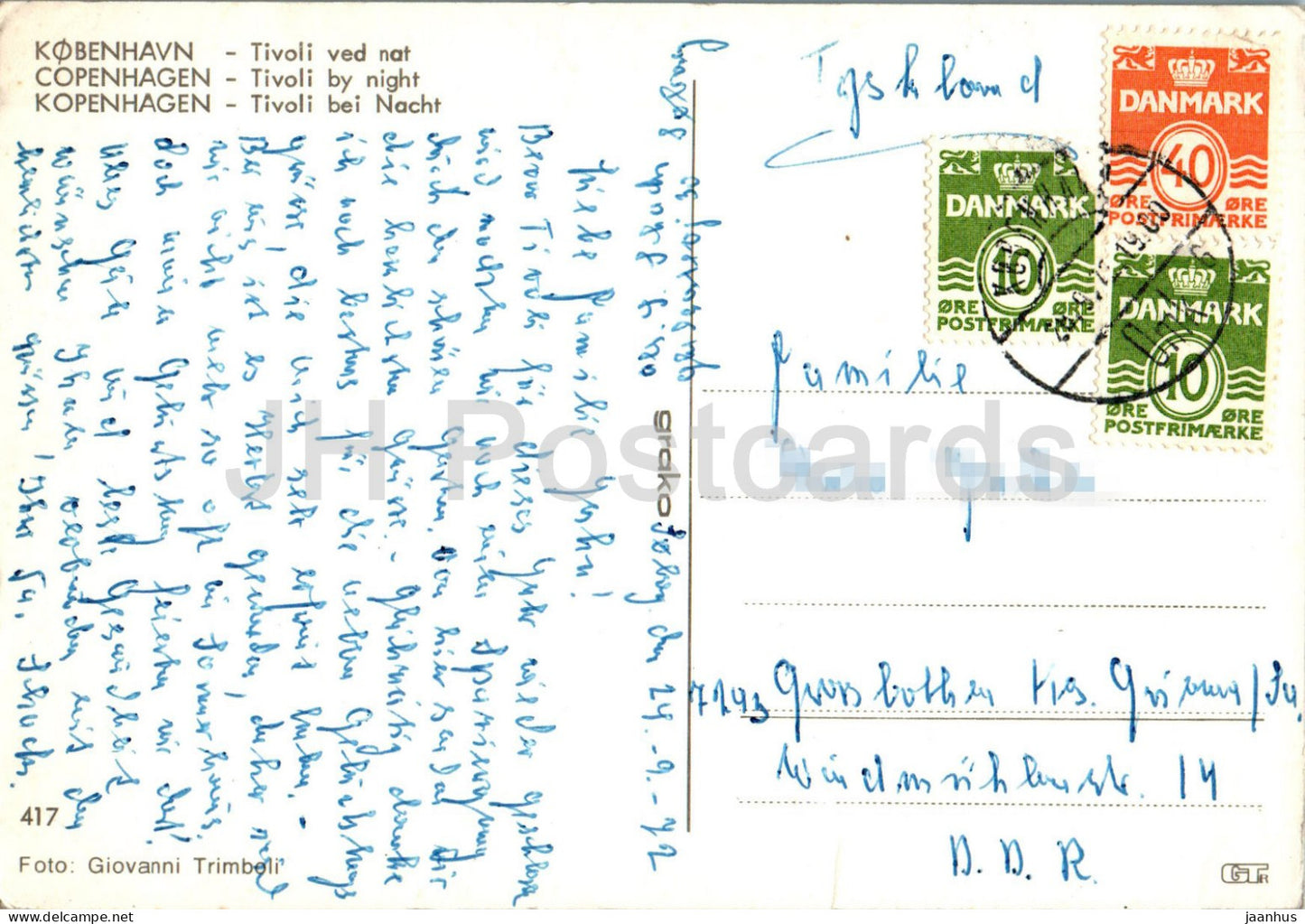 Copenhague - Kobenhavn - Tivoli ved nat - By Night - 417 - 1972 - Danemark - utilisé 
