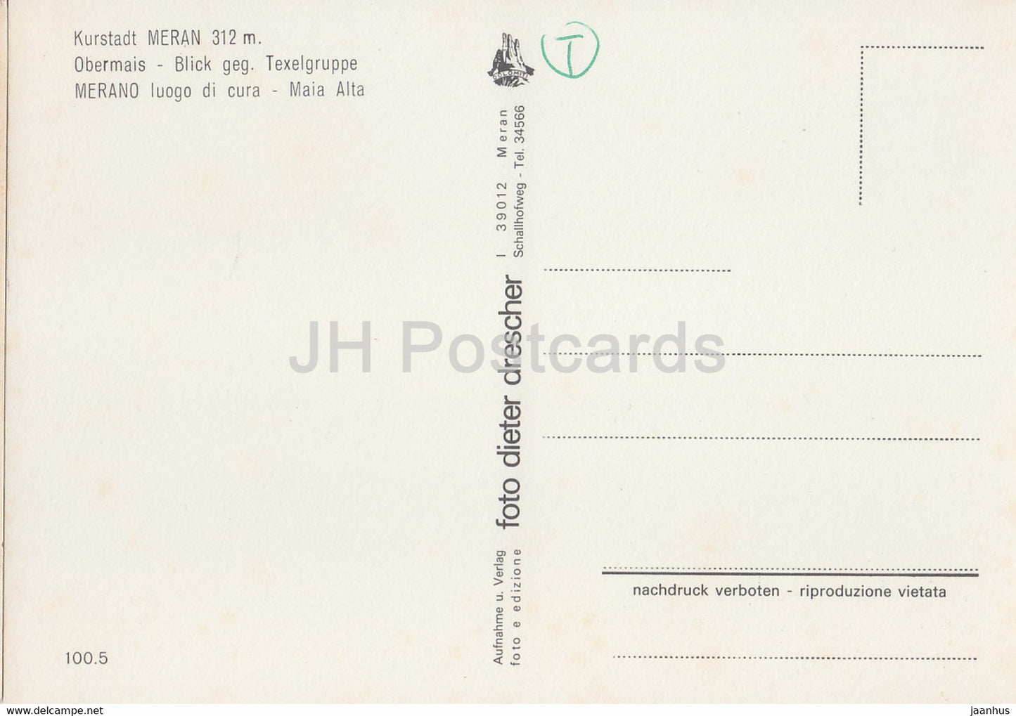 Kurstadt Meran 312 m - Obermais - Blick geg Texelgruppe - Merano - Italy - unused