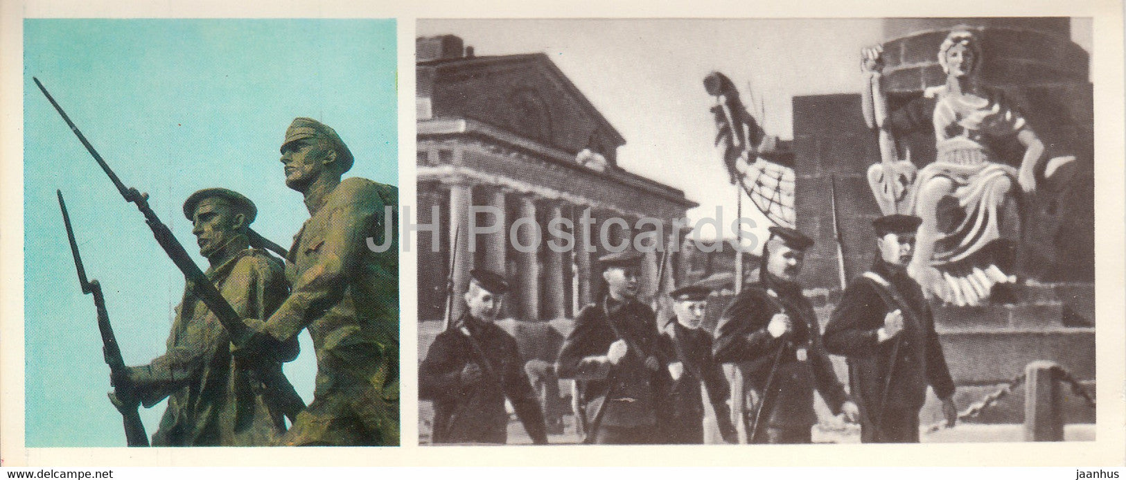 Monument to the Heroic Defenders of Leningrad - Pilot and sailors - patrol - memorial - 1976 - Russia USSR - unused - JH Postcards