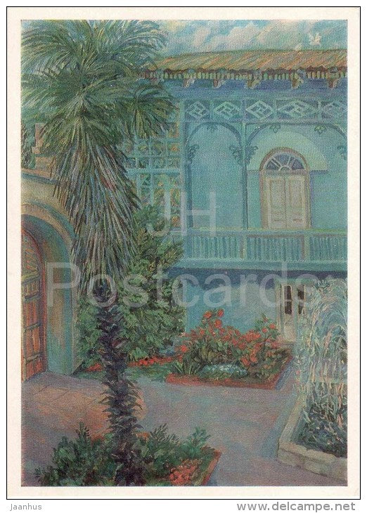 painting by S. Epifanov - Blue Patio . Museum of poet Yesenin in Mardakyan - russian art - unused - JH Postcards
