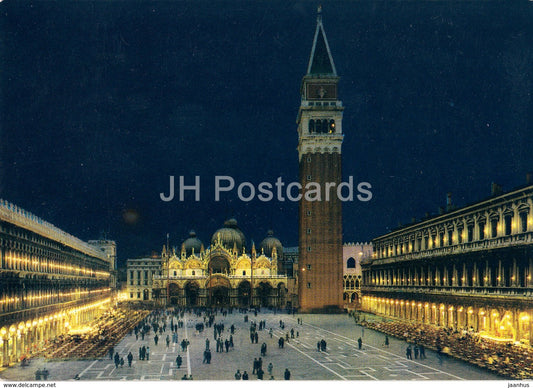 Venezia - Venice - Di Notte , Piazza S. Marco - Venice at Night , St. Marcus Square - Italy - unused - JH Postcards