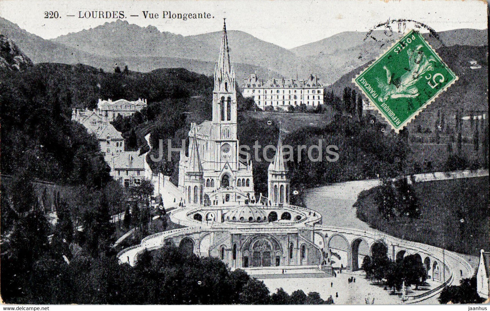 Lourdes - Vue Plongeante - 220 - old postcard - France - used - JH Postcards