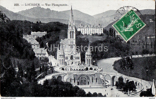 Lourdes - Vue Plongeante - 220 - old postcard - France - used - JH Postcards