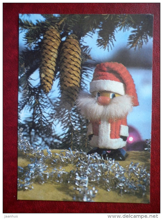 New Year Greeting card - dwarf - 1987 - Estonia USSR - used - JH Postcards