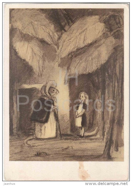 Thumbelina - girl - mouse - Fairy Tale by Hans Christian Andersen - 1956 - Russia USSR - unused - JH Postcards