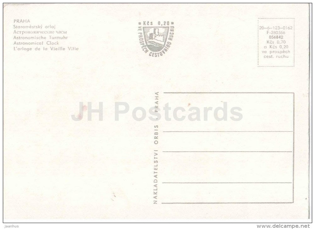 Astronomical Clock - Prague - Praha - Czechoslovakia - Czech - unused - JH Postcards