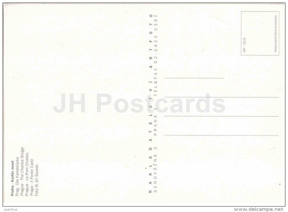 The Charles Bridge - Praha - Prague - Czech - unused - JH Postcards
