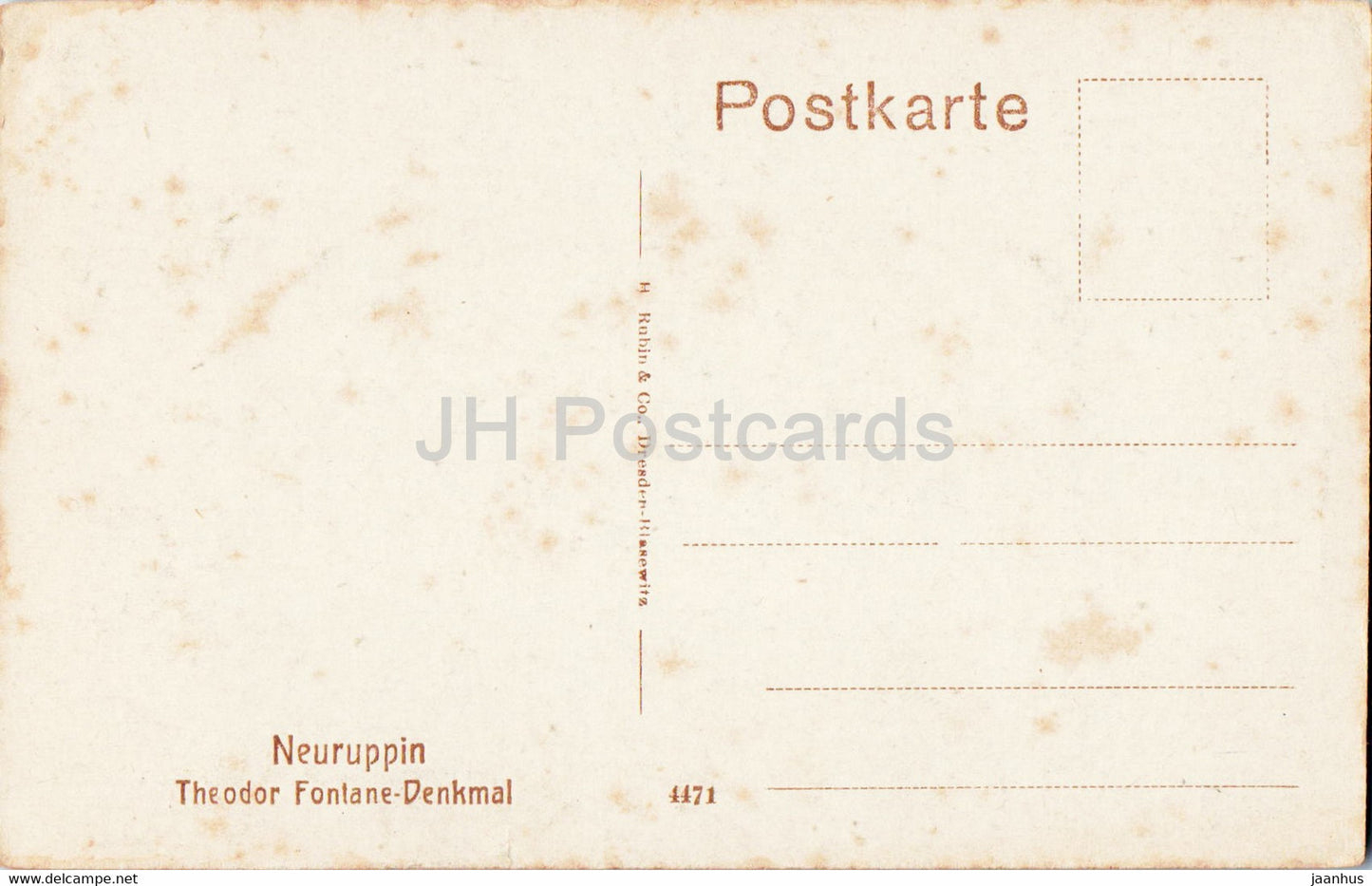 Neuruppin - Theodor Fontane Denkmal - monument - 4471 - carte postale ancienne - Allemagne - inutilisé