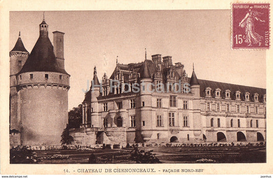 Chateau de Chenonceaux - Facade Nord Est - castle - 14 - old postcard - France - used - JH Postcards