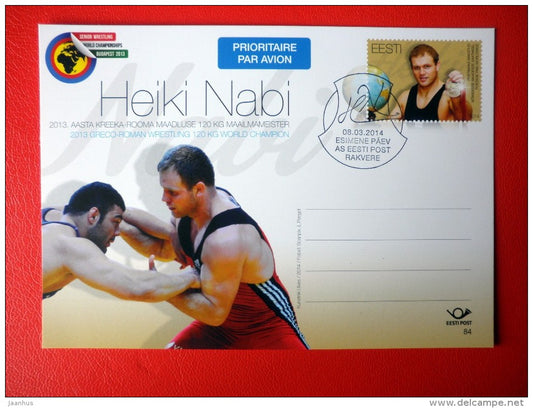 Two-time World Champion - Heiki Nabi - Greco-Roman Wrestling - Air Mail - 2014 - Postal Stationery - Estonia - JH Postcards