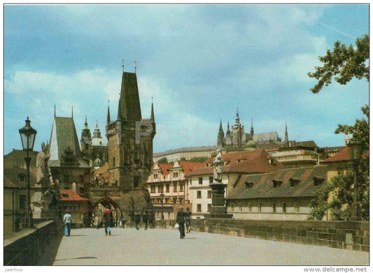Lesser Town Bridge Towers - St. Nicholas cathedral - Prague - Praha - Czechoslovakia - Czech - unused - JH Postcards