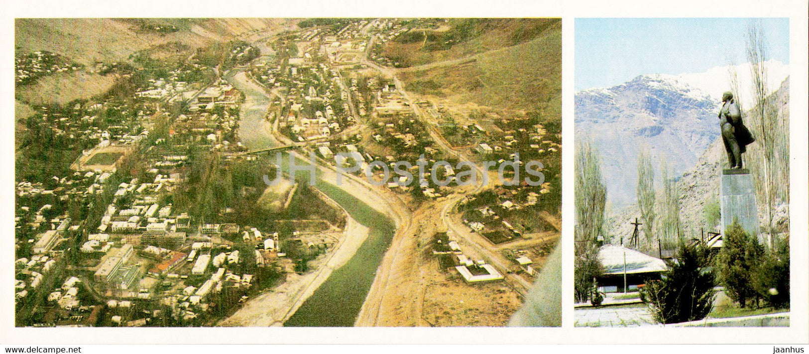 Pamir - Gorno-Badakhshan - Khorog - panorama - monument to Lenin - 1985 - Tajikistan USSR - unused - JH Postcards