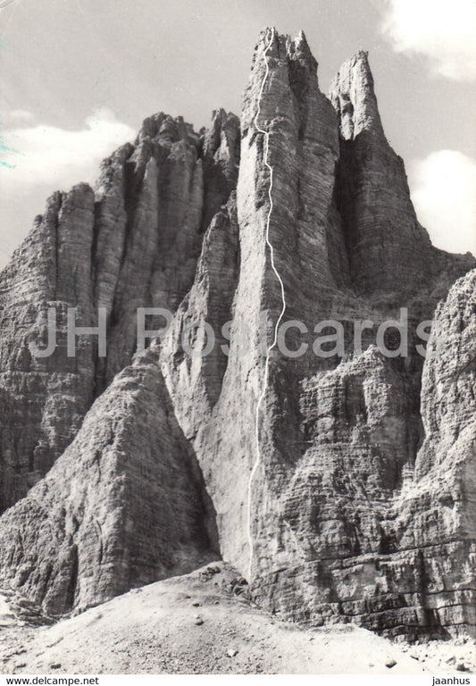 Dolomiti - Tre Cime - Cima Piccola 2856 m - Spigolo Giallo - Via Comici - Varale - 1968 - Italy - Italia - used - JH Postcards