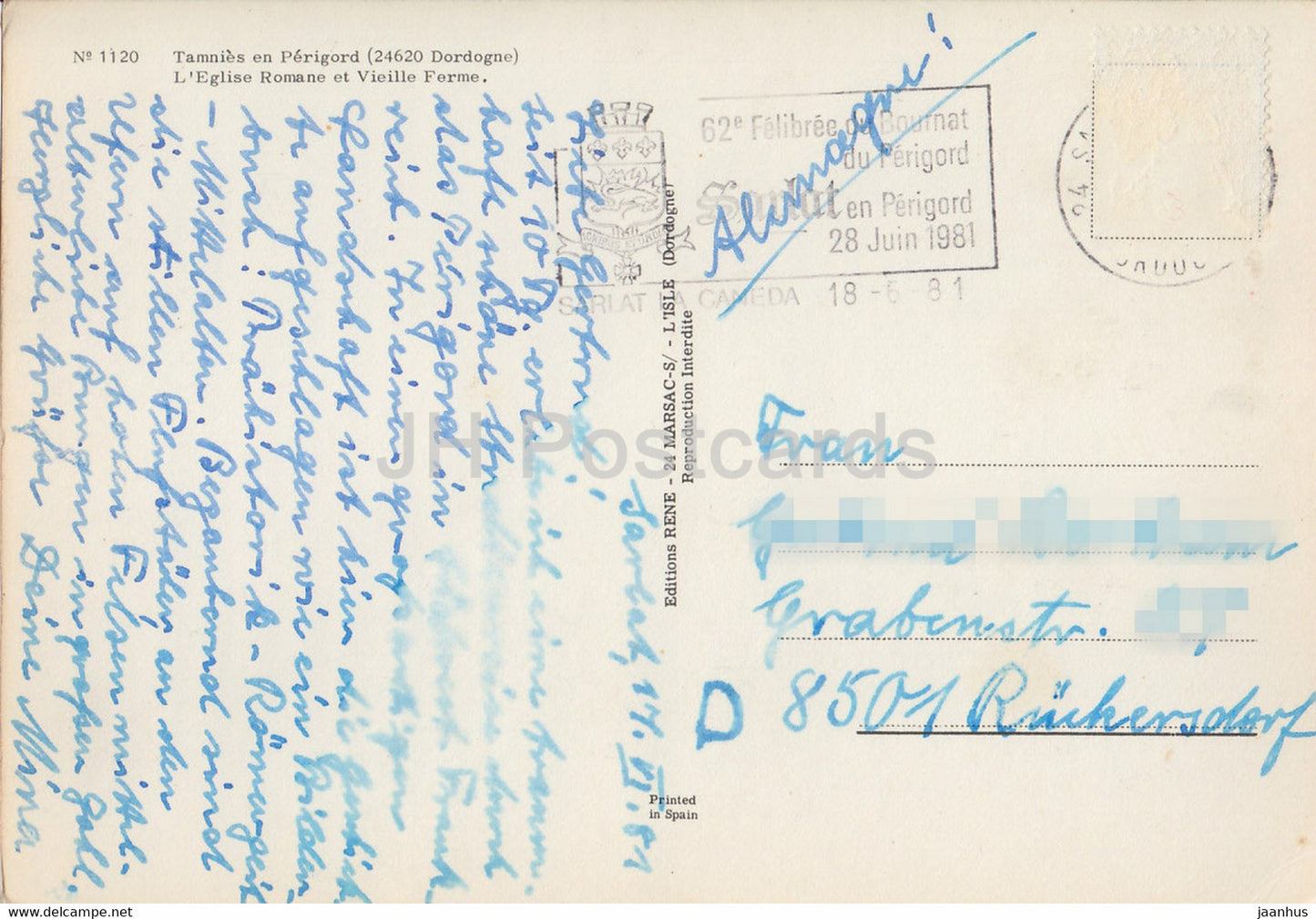 Tamnies en Perigord - L'Eglise Romane et Vieille Ferme - 1120 - 1981 - France - used