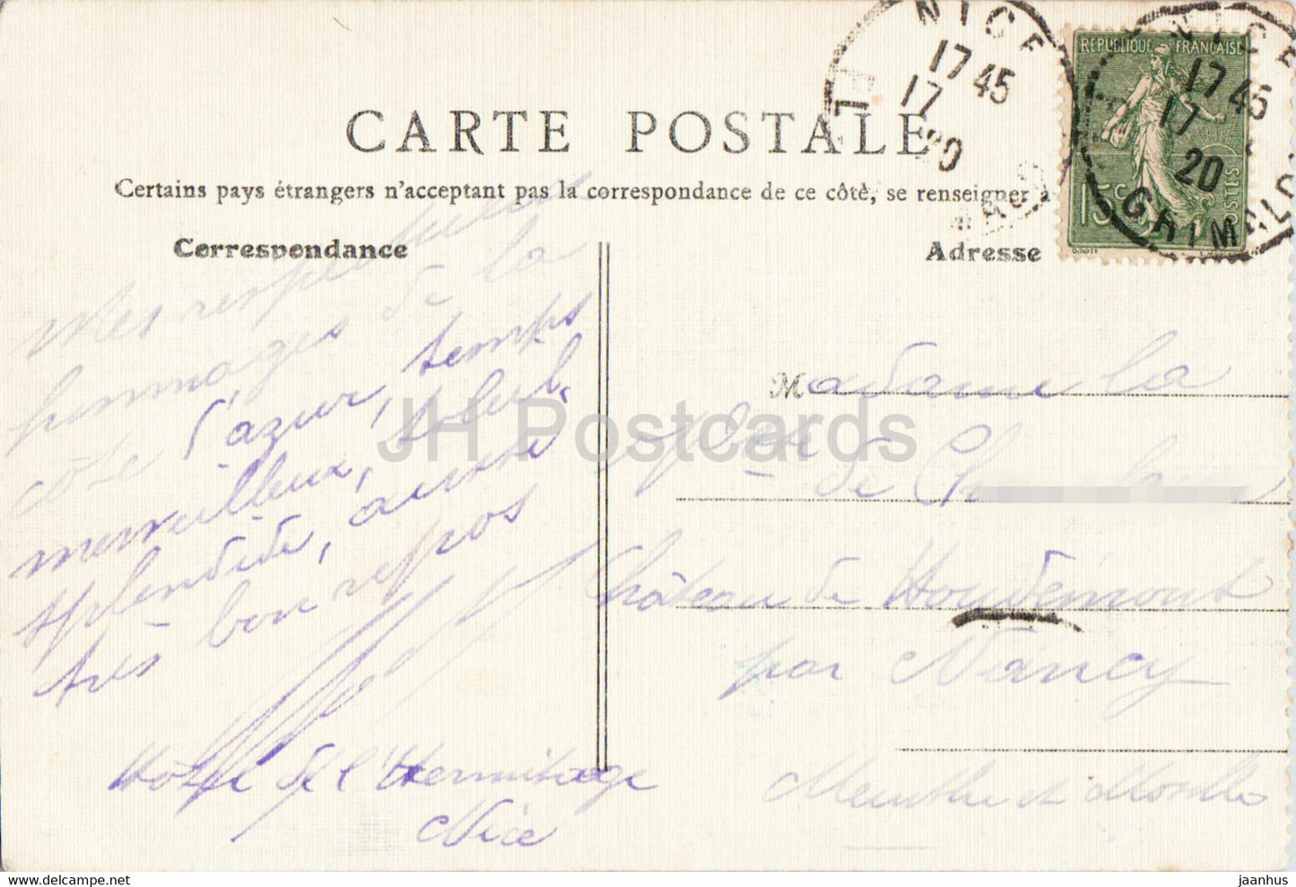 Nice - La Baie des Anges - 7 - beach - old postcard - 1920 - France - used