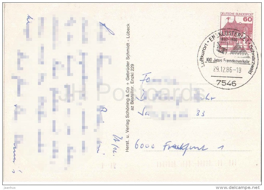 Luftkurort Enzklösterle - Germany - 1986 gelaufen - JH Postcards