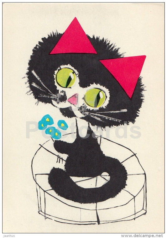 illustration by E. Pikk - cat - 1969 - Estonia USSR - unused - JH Postcards