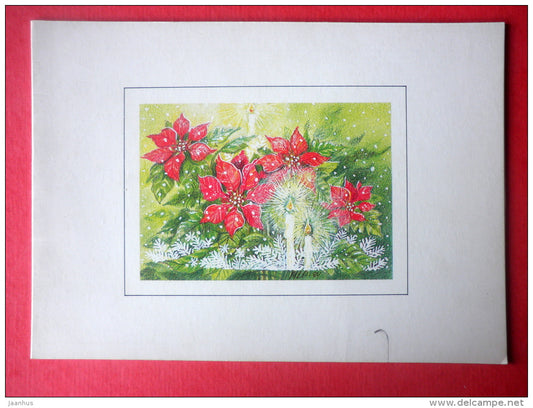Greeting Card - Christmas flowers - candles - Finland - used in 1986 in Finland - JH Postcards