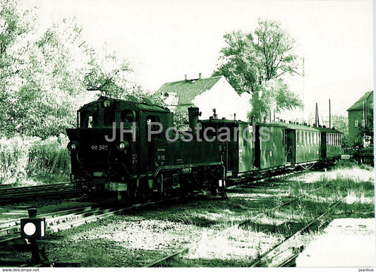 Schmalspurdampflokomotive 99592 - Bahnhof Grunstadtel - train - railway - locomotive - Germany - unused - JH Postcards