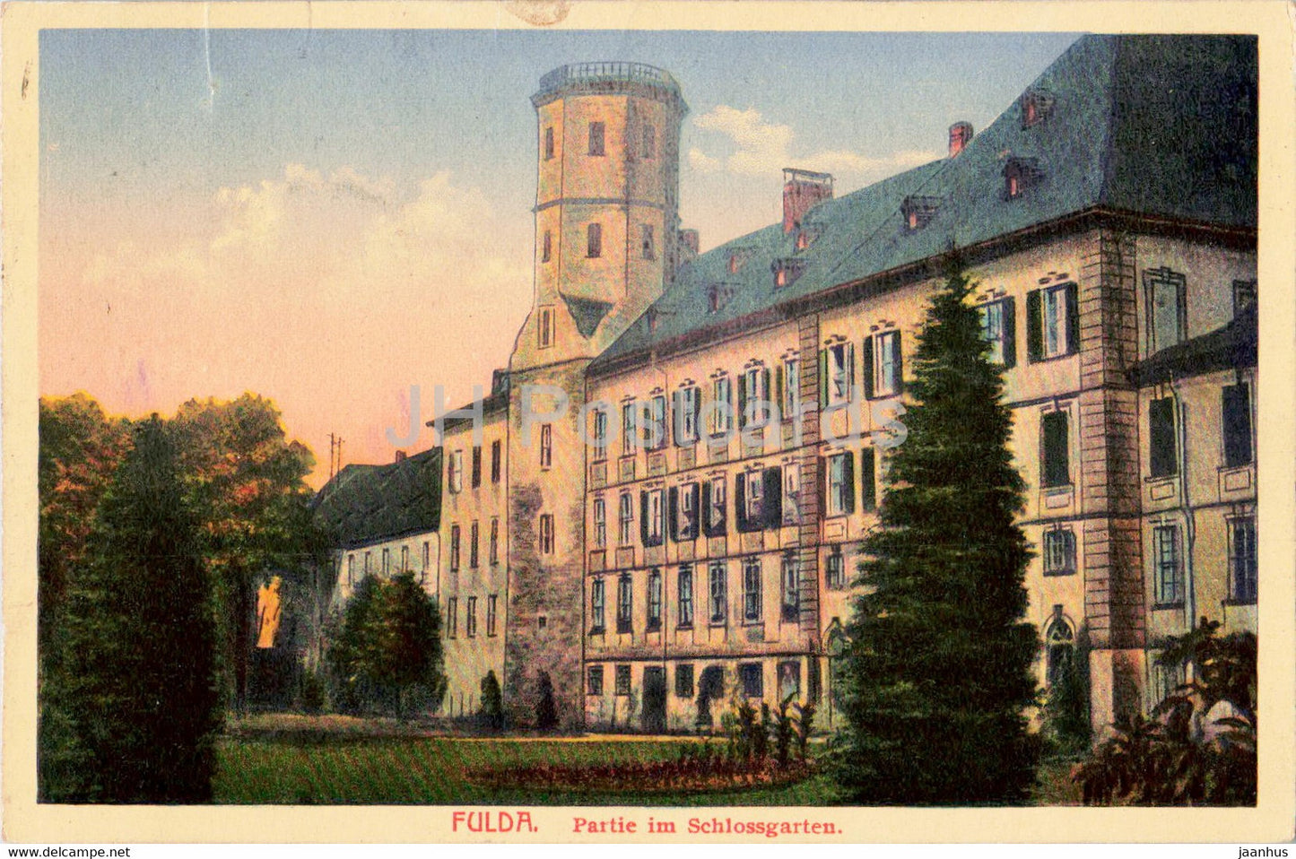 Fulda - Partie im Schlossgarten - castle - old postcard - 1922 - Germany - used - JH Postcards