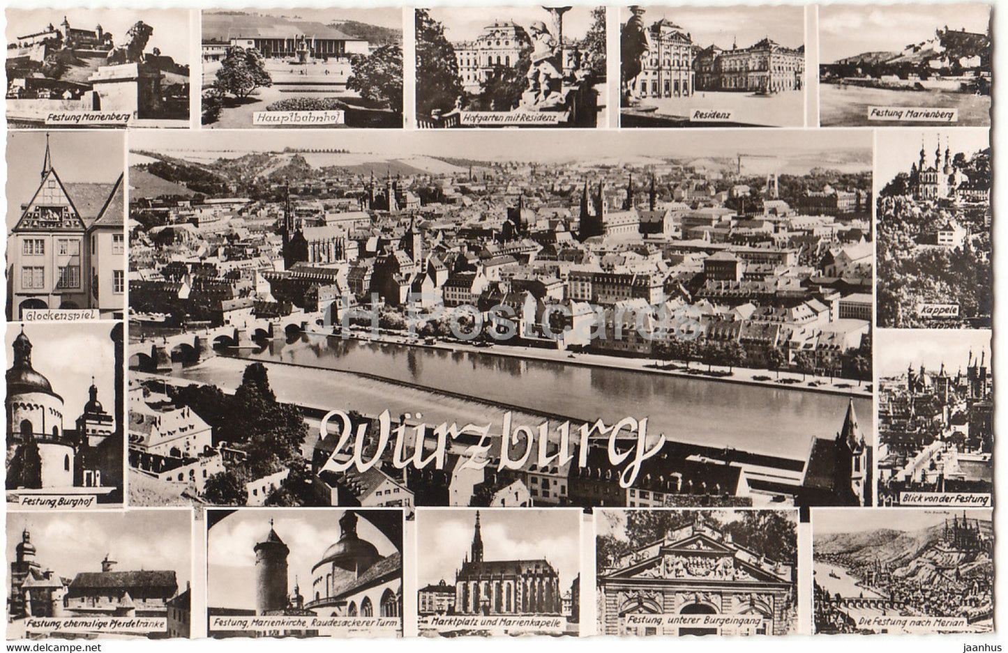 Wurzburg - Festung Marienberg - Haupbahnhof - Residenz - Kapelle - Glockenspiel - Germany - unused - JH Postcards