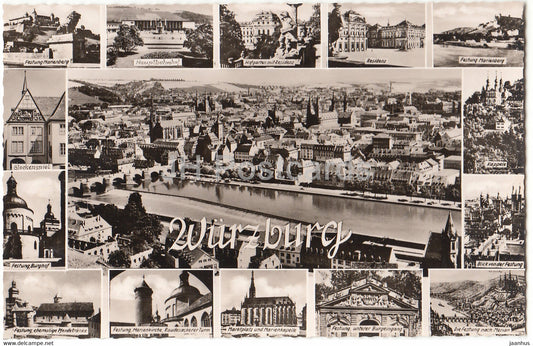 Wurzburg - Festung Marienberg - Haupbahnhof - Residenz - Kapelle - Glockenspiel - Germany - unused - JH Postcards