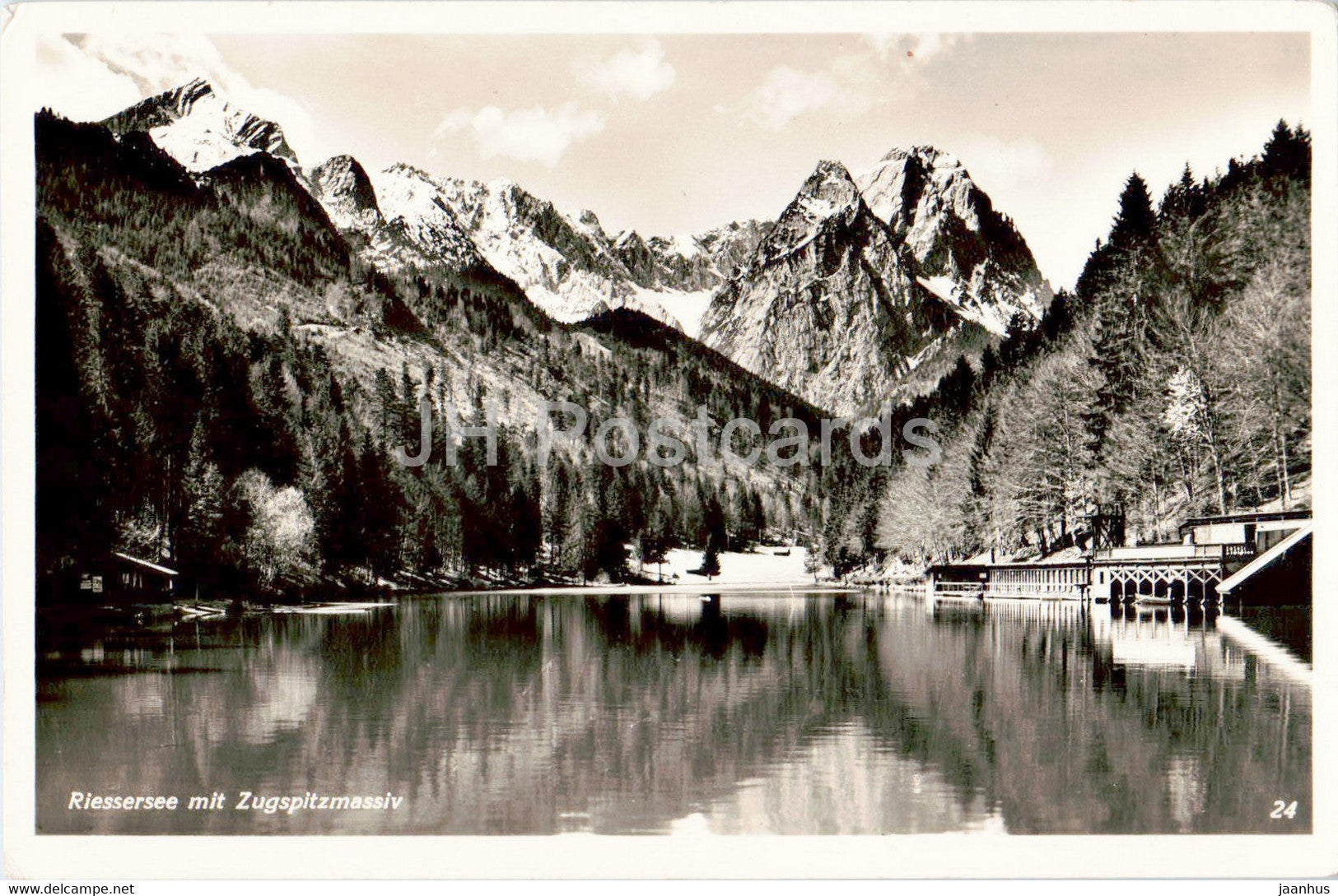 Riessersee mit Zugspitzmassiv - 24 - old postcard - Germany - unused - JH Postcards
