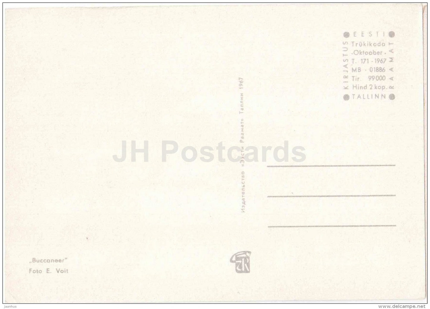 white roses Buccaneer - flowers - 1967 - Russia Estonia - unused - JH Postcards