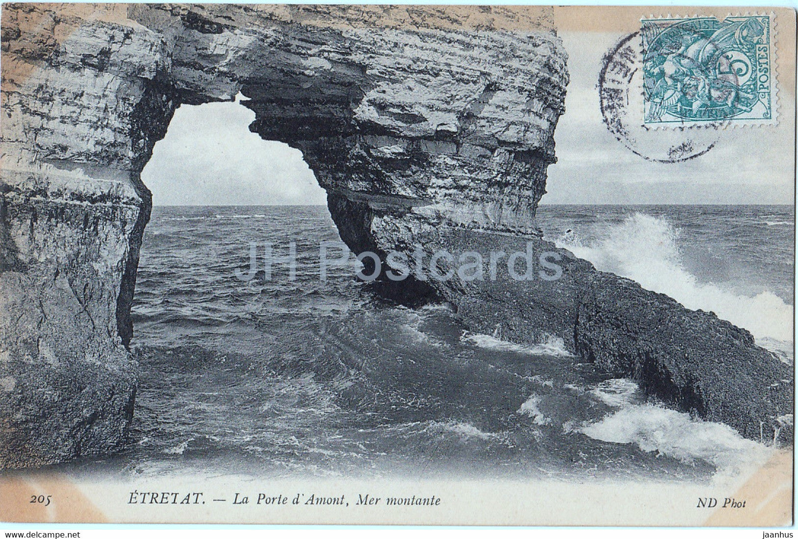 Etretat - La Porte d'Amont - Mer montante - 205 - old postcard - 1907 - France - used - JH Postcards