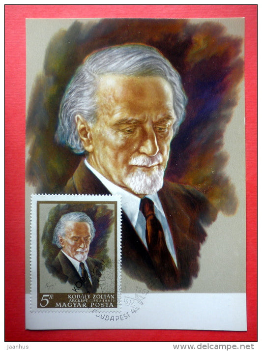 Maximum Card - painting by Legrady Sandor , Portrait of composer Zoltan Kodaly - 1967 - Hungary - unused - JH Postcards