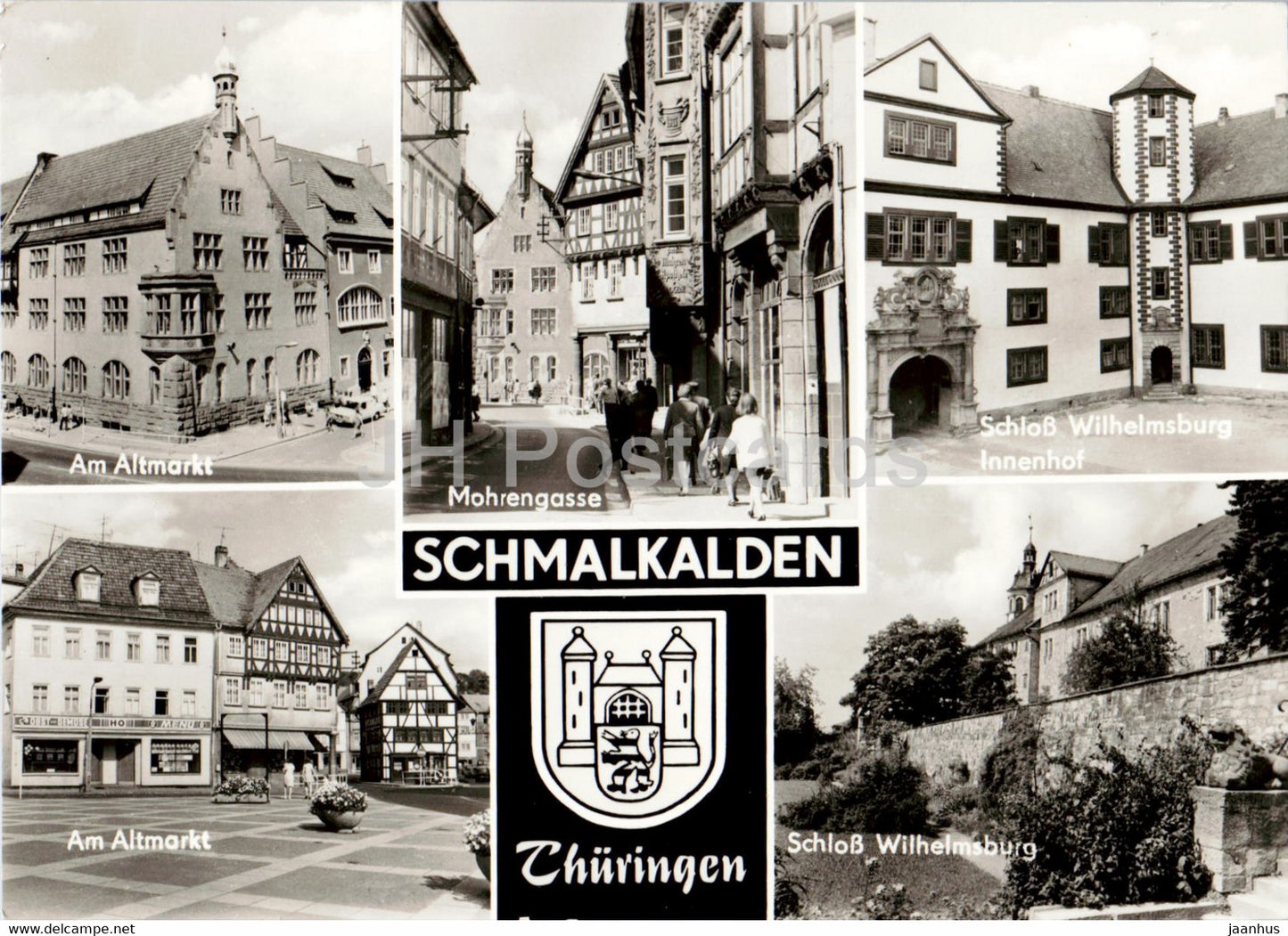 Schmalkalden - Thuringen - Am Altmarkt - Mohrengasse - Schloss Wilhelmsburg - Germany DDR - unused - JH Postcards