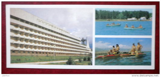 Sanatorium on Issyk-Kul - boats - pedalos - 1984 - Kyrgystan USSR - unused - JH Postcards