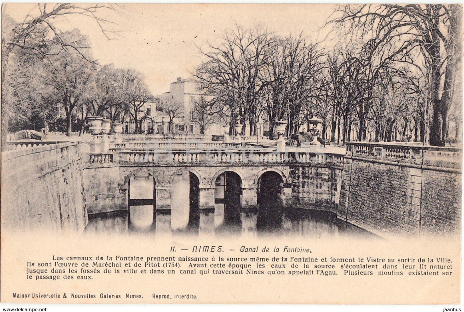 Nimes - Canal de la Fontaine - 11 - old postcard - France - unused - JH Postcards
