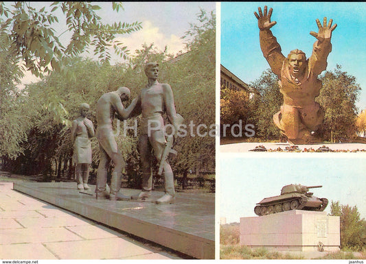 Volgograd - monument to Komsomol members - Tank - postal stationery - 1984 - Russia USSR - unused - JH Postcards